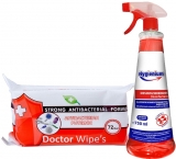 Pachet Dezinfectant universal multisuprafete 750 ml Hygienium + Servetele umede antibacteriene 72 buc/set Doctor Wipes 